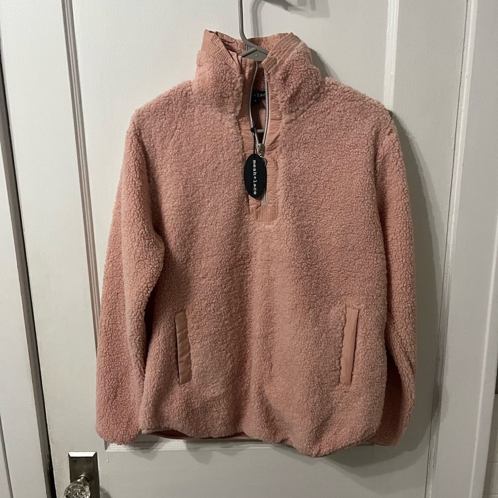 NWT Pink Sherpa Pullover